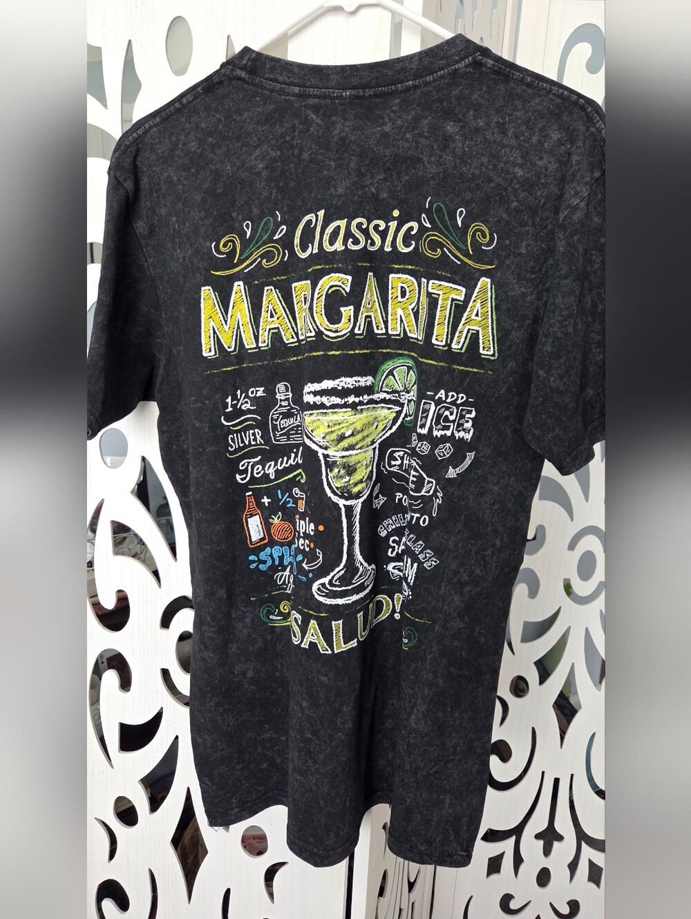 Classic Margarita Recipe Mineral Wash Graphic T-Shirt Men's Medium Gray Cotton